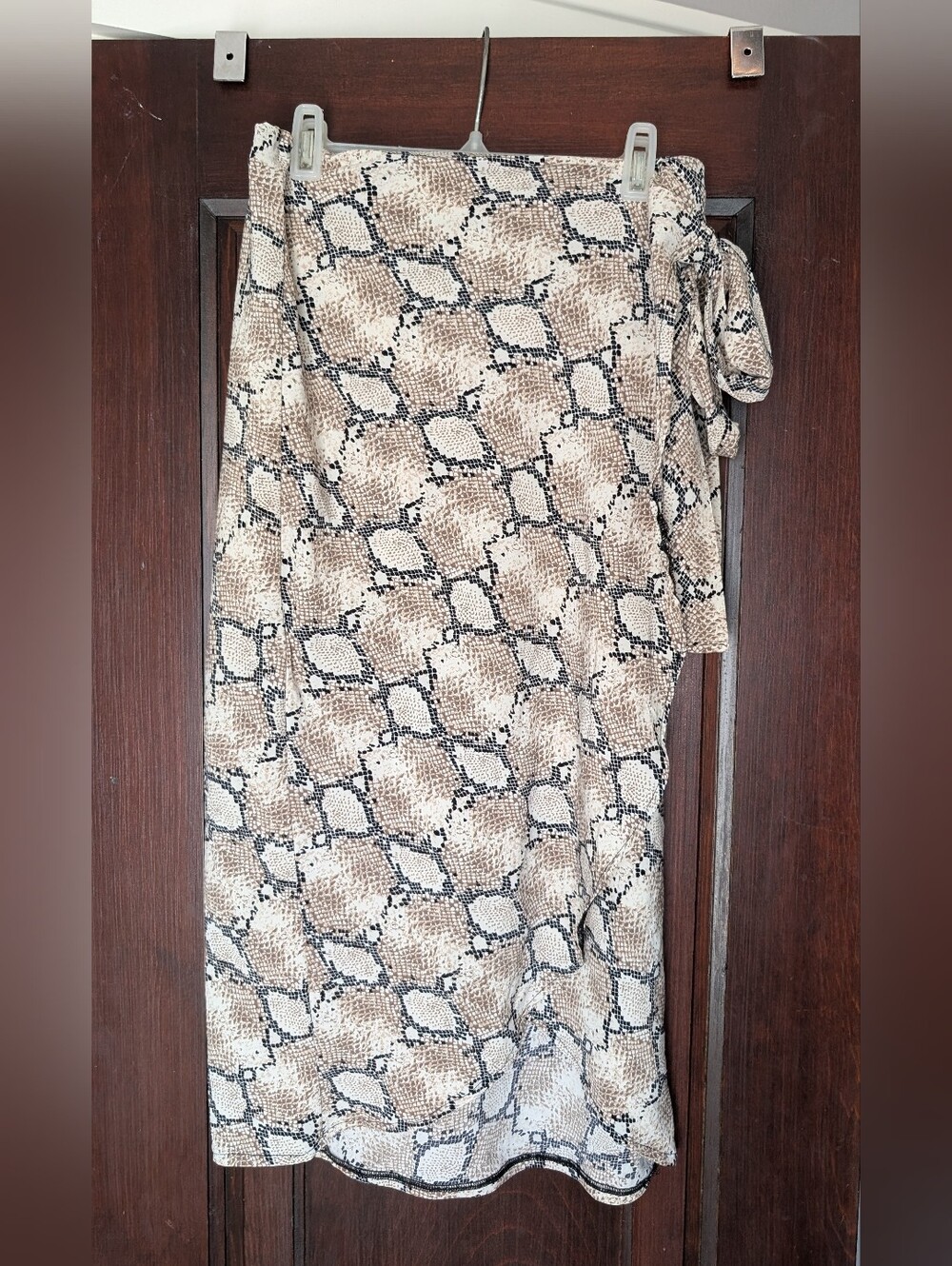 Faux Wrap Snakeskin Skirt